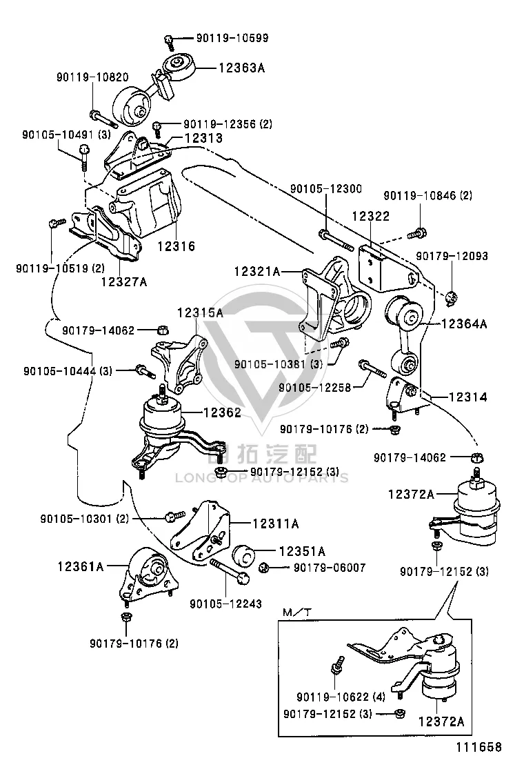 Engine Mount 12361-28100 for Toyota Previa