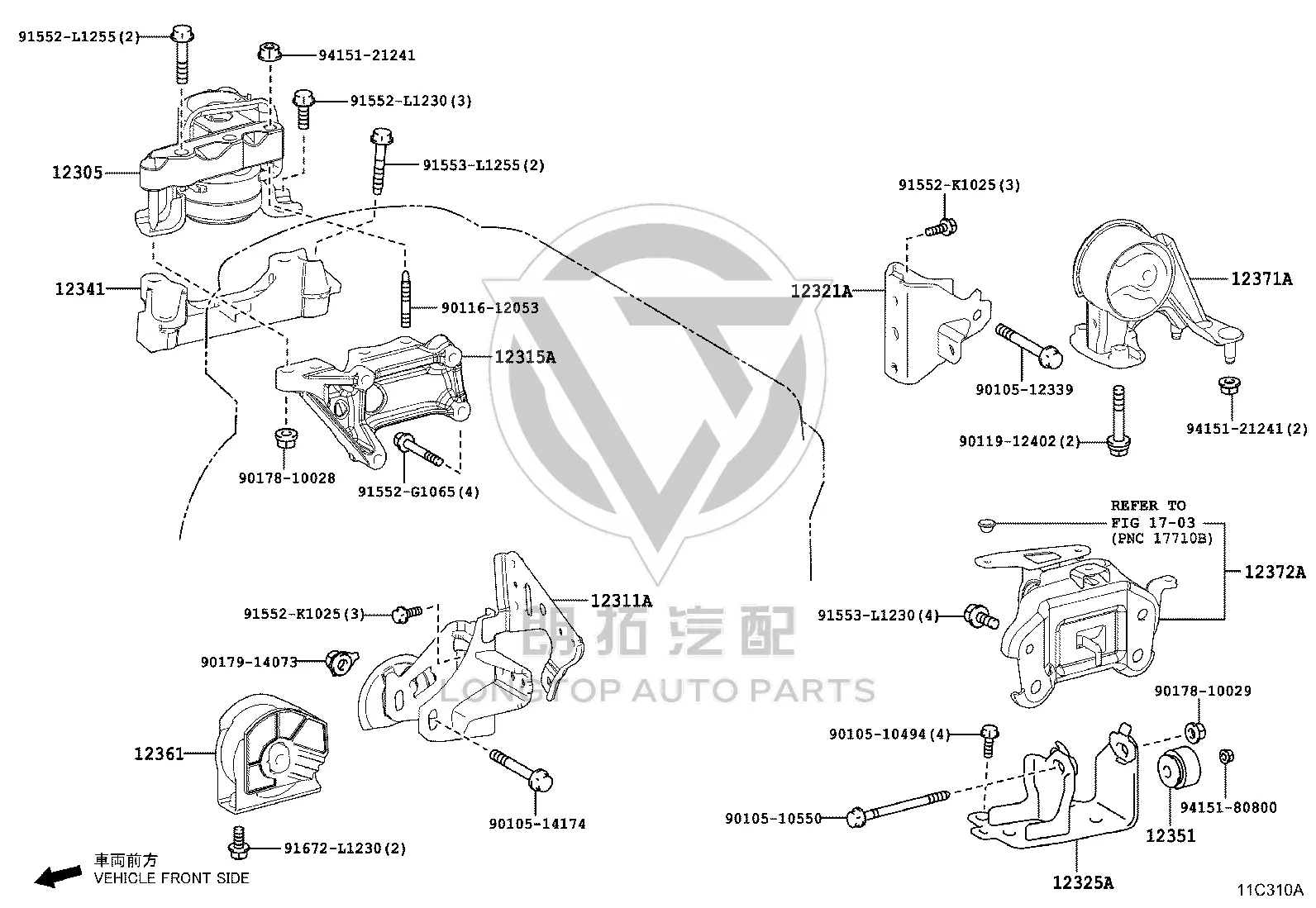 Engine Mount Left 12372-36080 for Toyota HARRIER