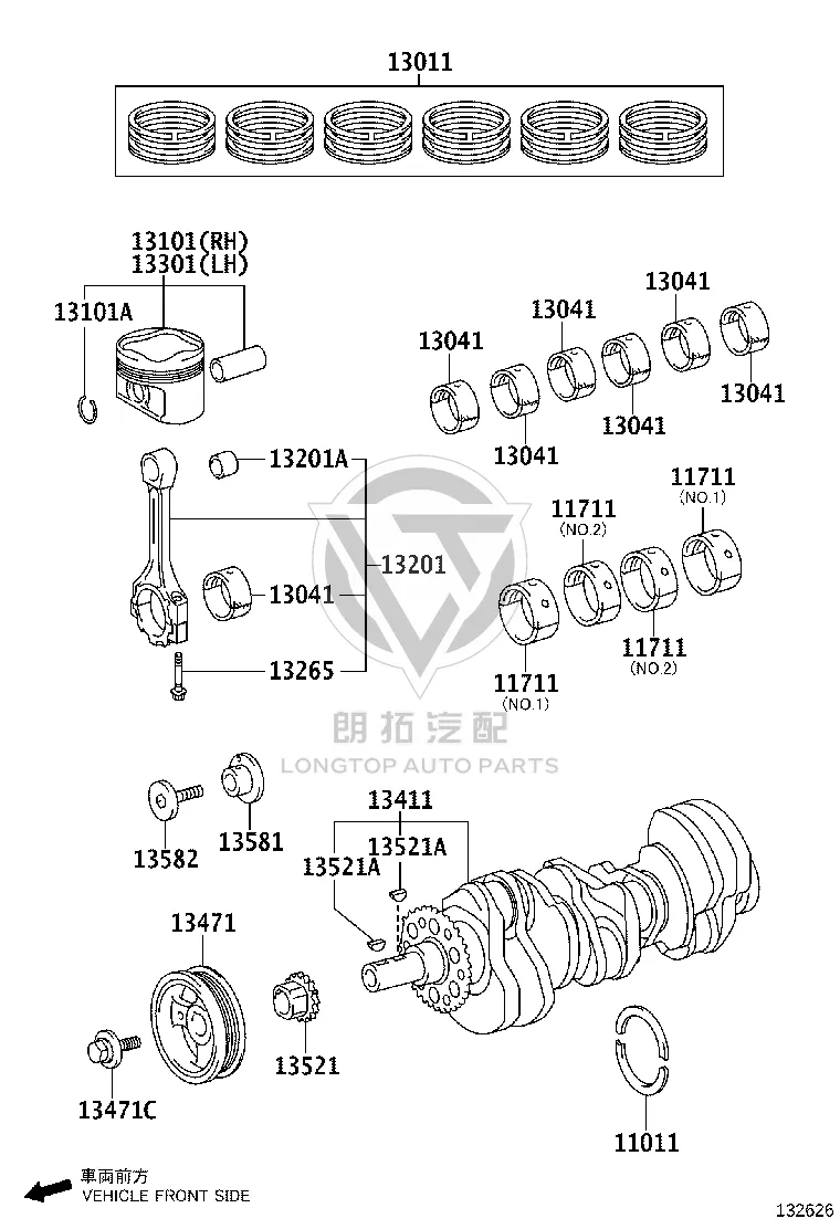 LongTopAuto Toyota Mark X Burning Oil: Piston Ring and Valve Stem Seal Case at 280,000 km Piston ring 13011-31110 - Toyota Mark X GRX12 piston ring EPC parts diagram