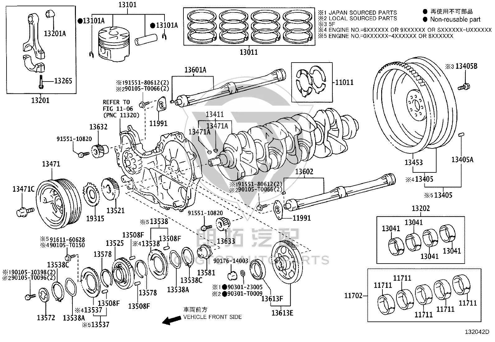 No. 1 Idler Wheel 13508-67011 for Toyota 4RUNNER