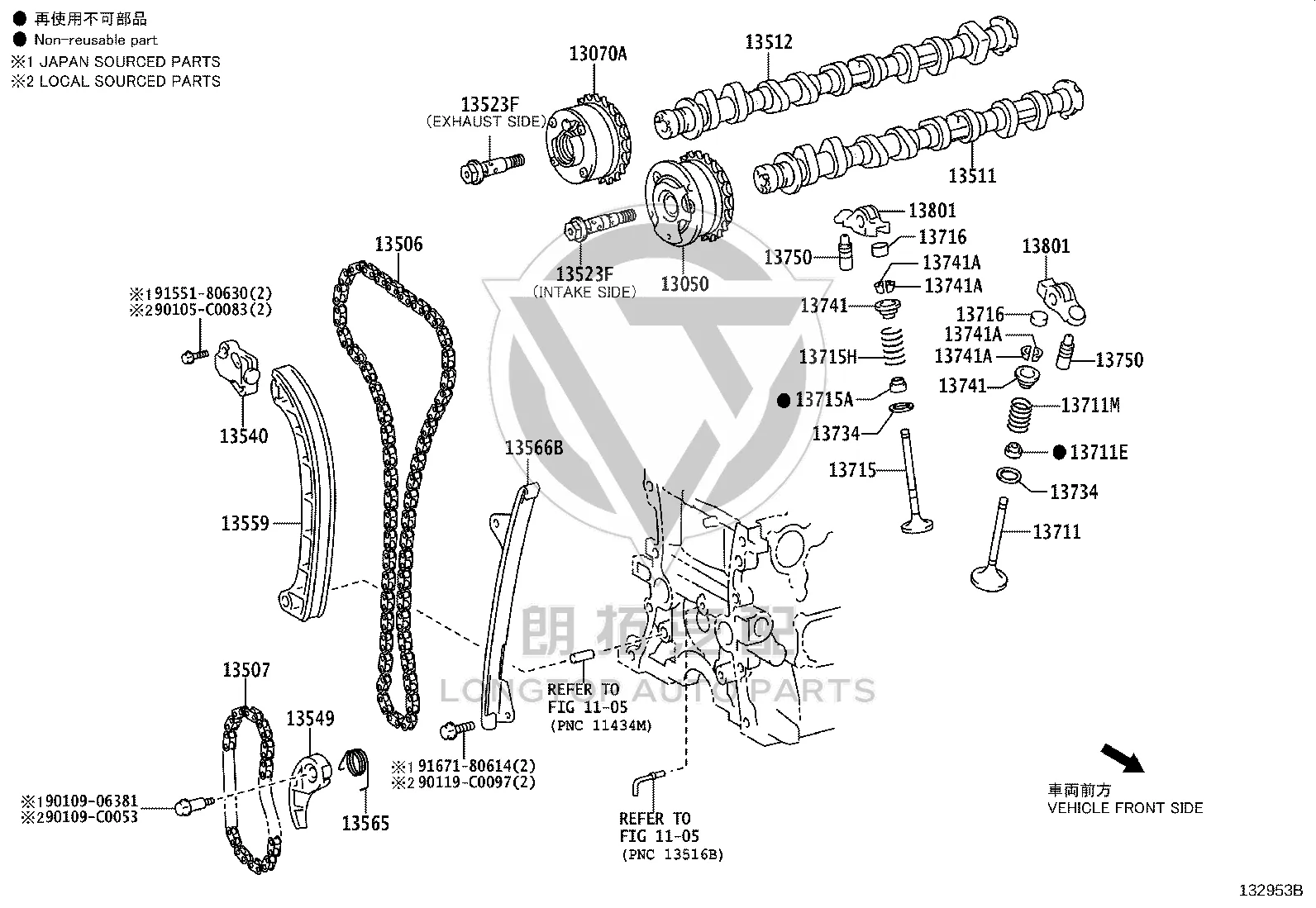 Exhaust Camshaft Timing Gear 13070-0Y030 for Toyota Corolla