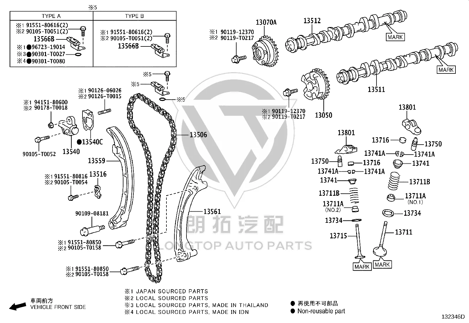 Timing Tensioner Gasket 13552-75030 for Toyota Coaster