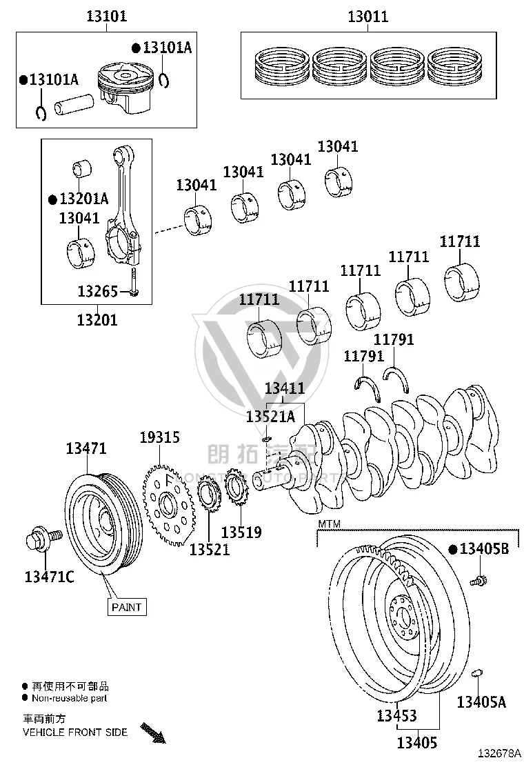 Engine Piston 13101-0T420 for Toyota E’Z