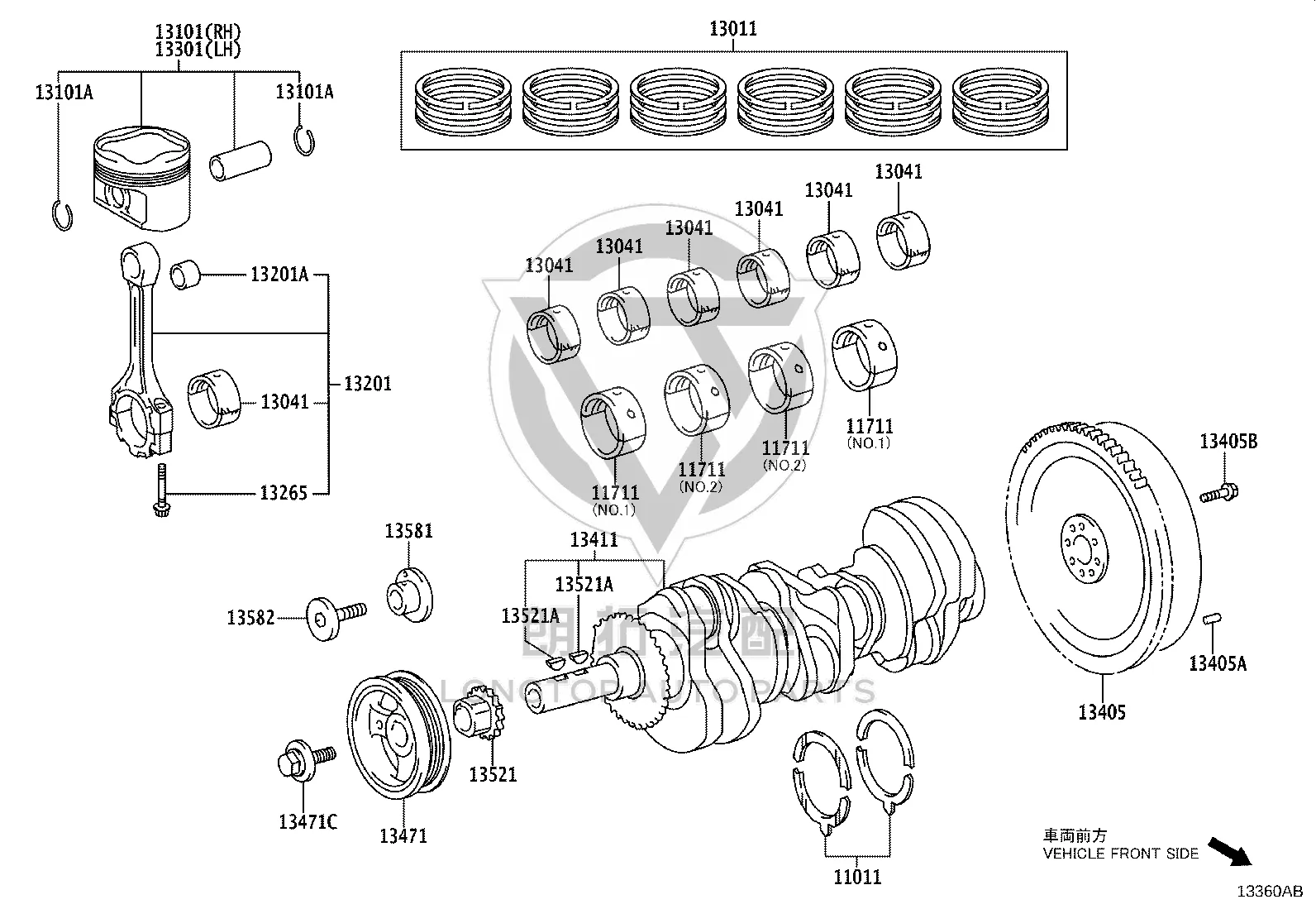 Left Engine Piston 13301-31111 for Toyota Century
