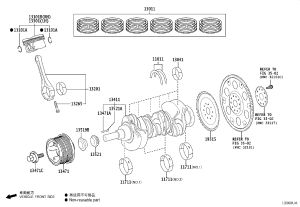 Piston sub-assembly with pin, right 13101-70160 for Toyota LEXUS GX550/550H