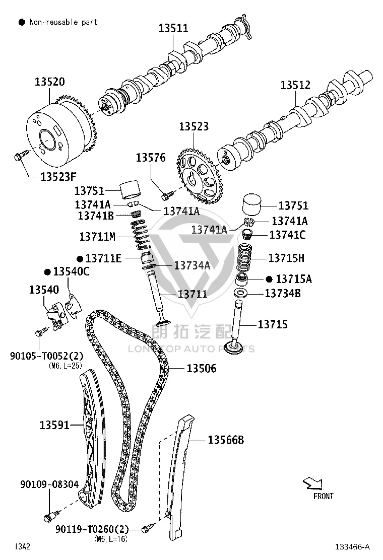 Exhaust Camshaft Timing Sprocket 13523-22020 for Toyota ALPHARD