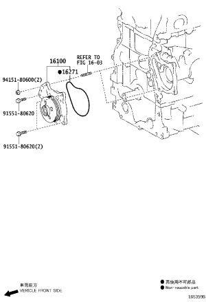 Water Pump 16100-39595 for Toyota Harrier