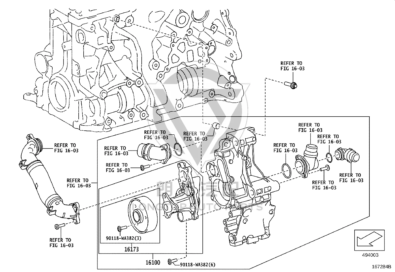 Water Pump 16100-WAA04 for Toyota Supra