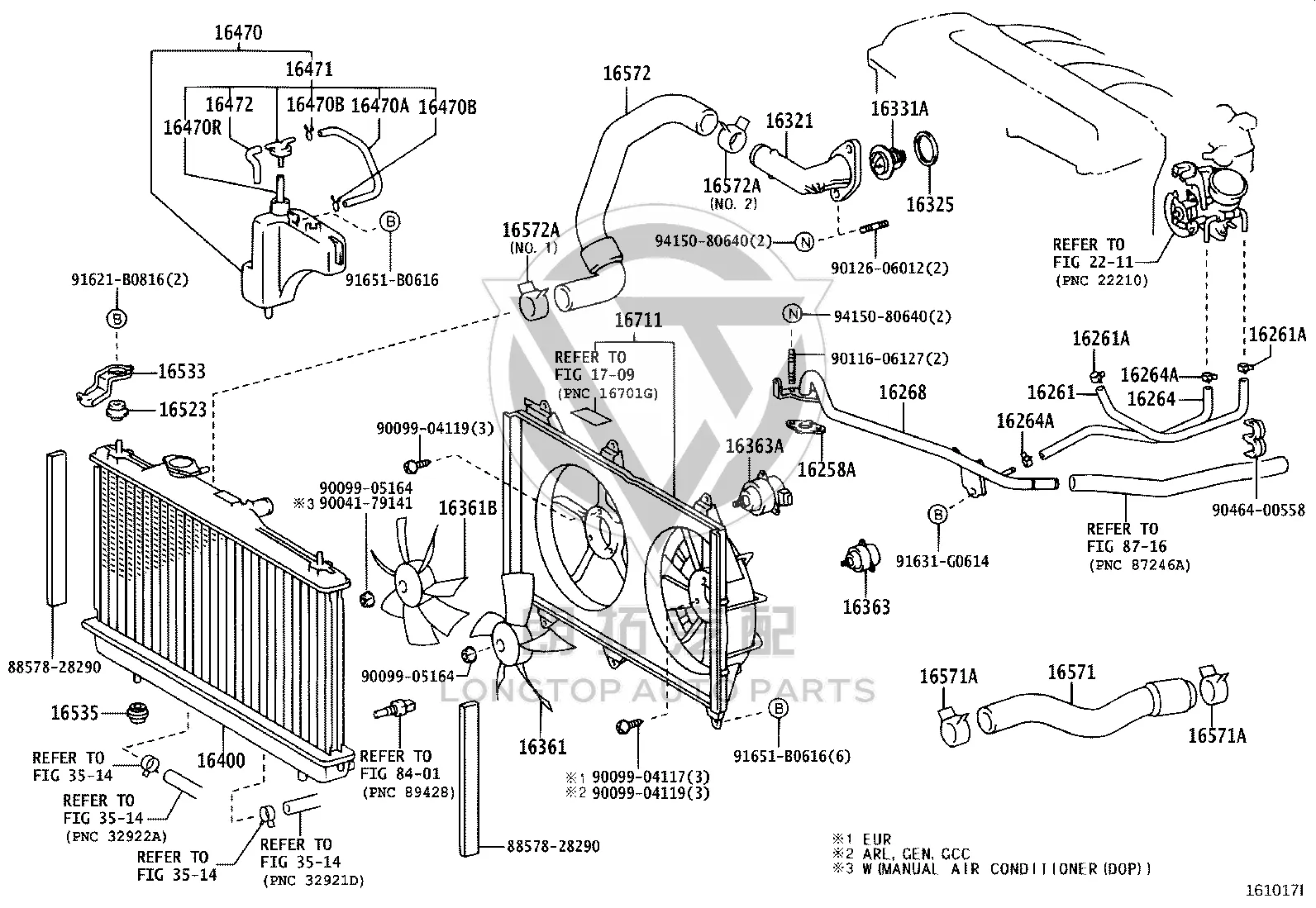 Radiator Cooling Fan Motor 16363-28170 for Toyota Alphard