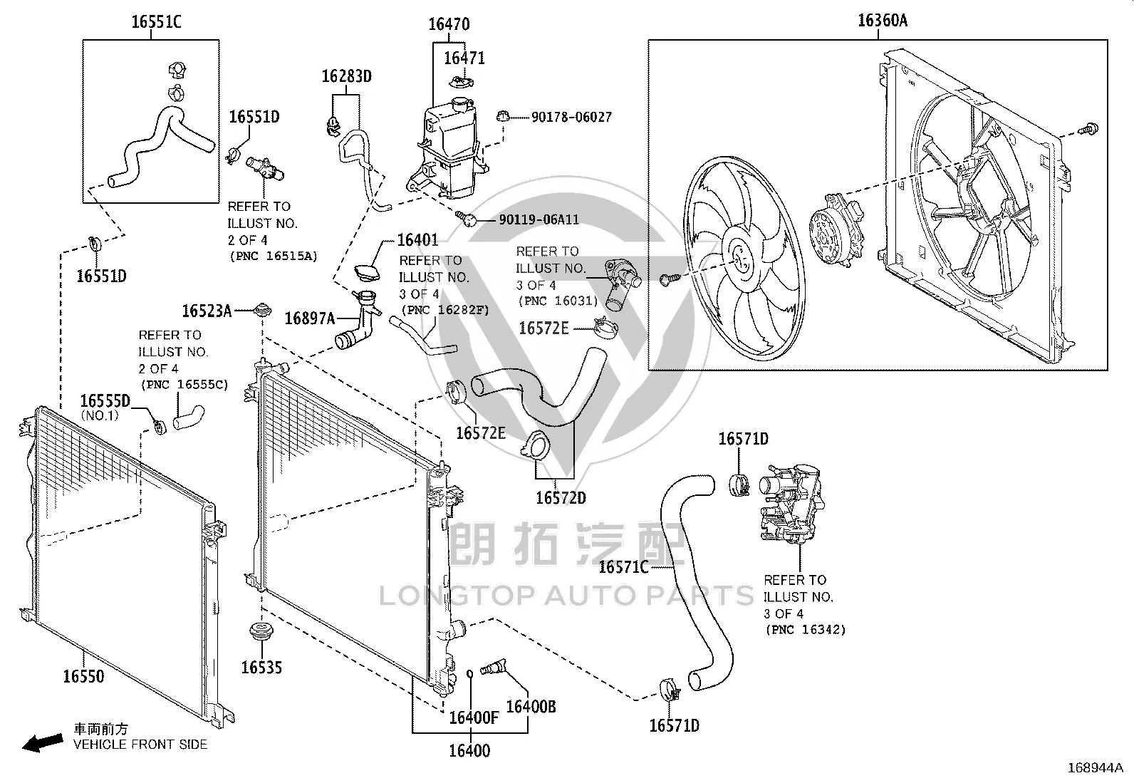 Radiator Cooling Fan Assembly 16360-V2020 for Toyota ALPHARD