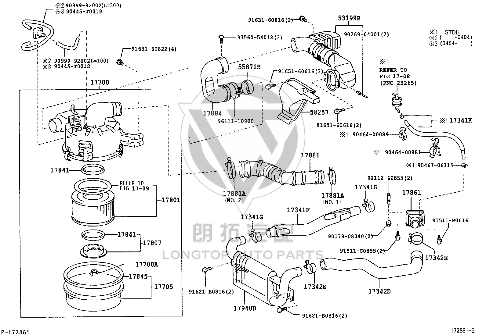 Air Hose No. 2 17030-78372 for Toyota Coaster