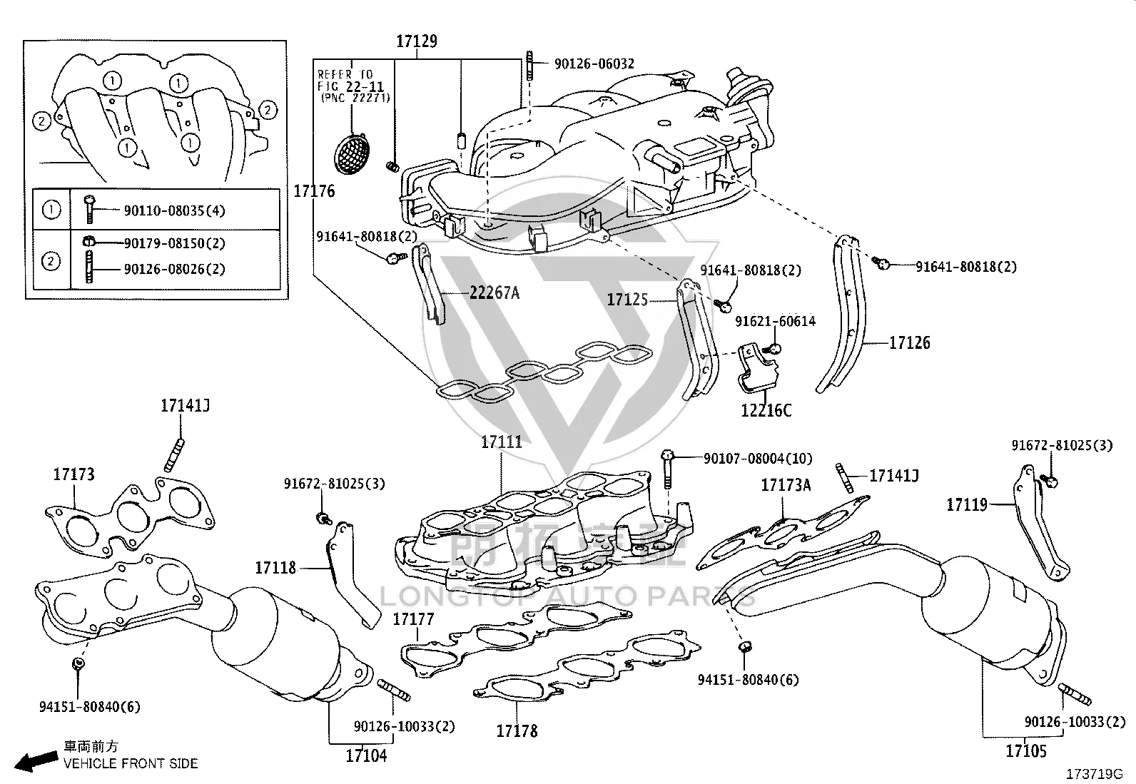 Exhaust Manifold Right 17140-31011 for Toyota 4RUNNER