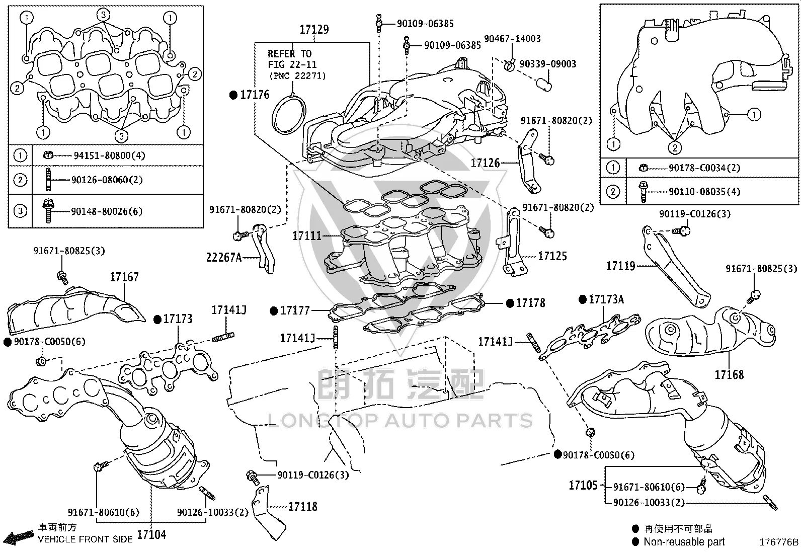 Three-way Catalytic Converter 17150-31A50 for Toyota Land Cruiser Prado