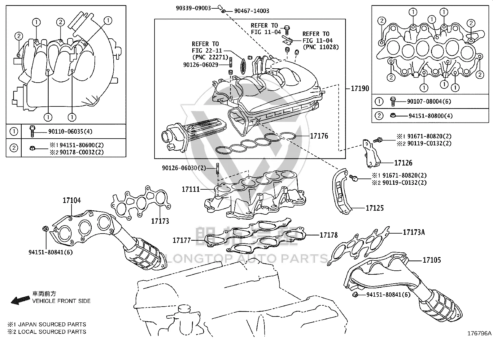Three-way Catalytic Converter (Left) 17150-31080 for Toyota Crown