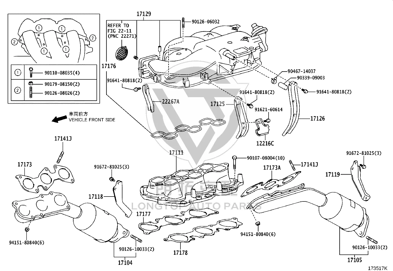 Three-way Catalytic Converter (Left) 17150-31320 for Toyota FJ Cruiser