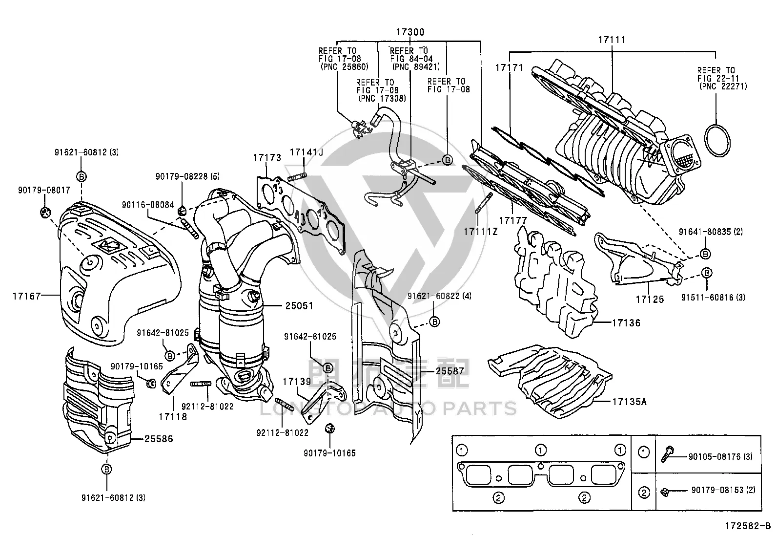 Gasket (intake manifold to exhaust manifold) 17171-28010 for Toyota Avensis