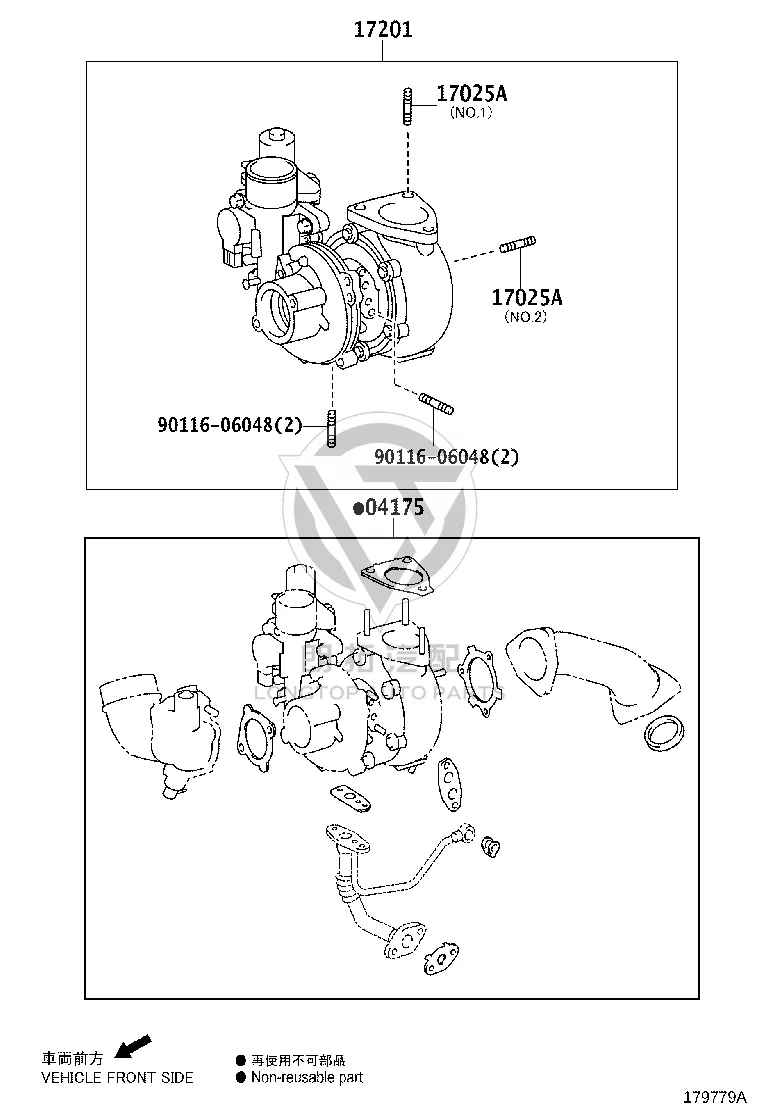 Turbocharger 17201-30161 for Toyota Land Cruiser Prado