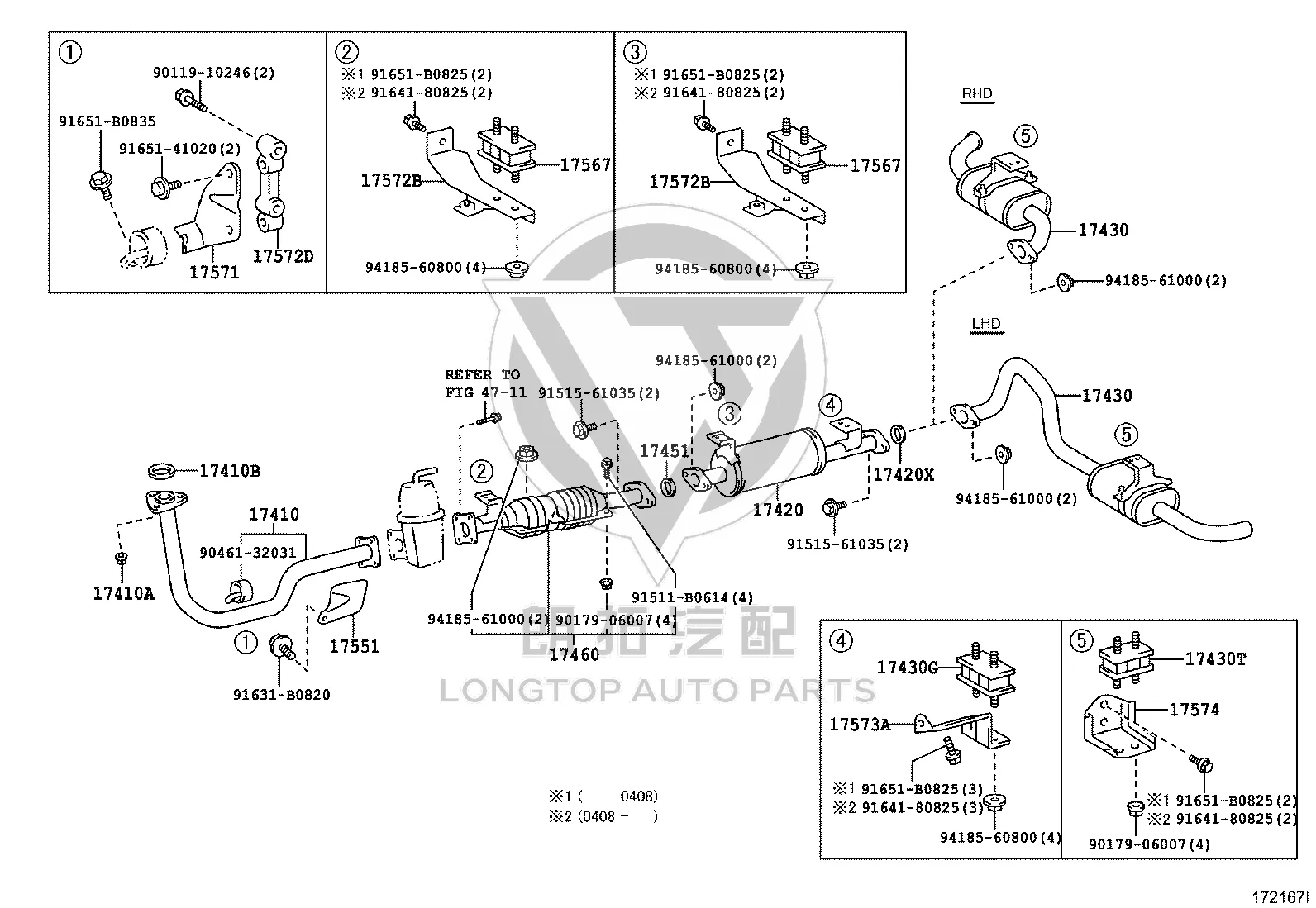 Pipe-mounted Three-Way Catalytic Converter Assembly 17460-75021 for Toyota Coaster