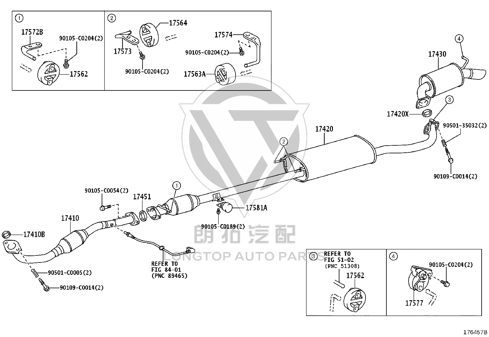 Lower Exhaust Pipe Bracket No. 1 17573-20070 for Toyota Highlander