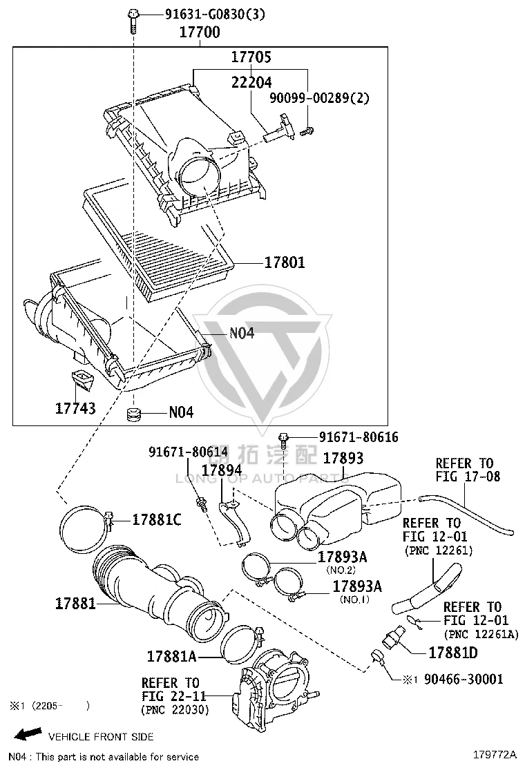 Air Resonator 17893-75090 for Toyota Land Cruiser Prado