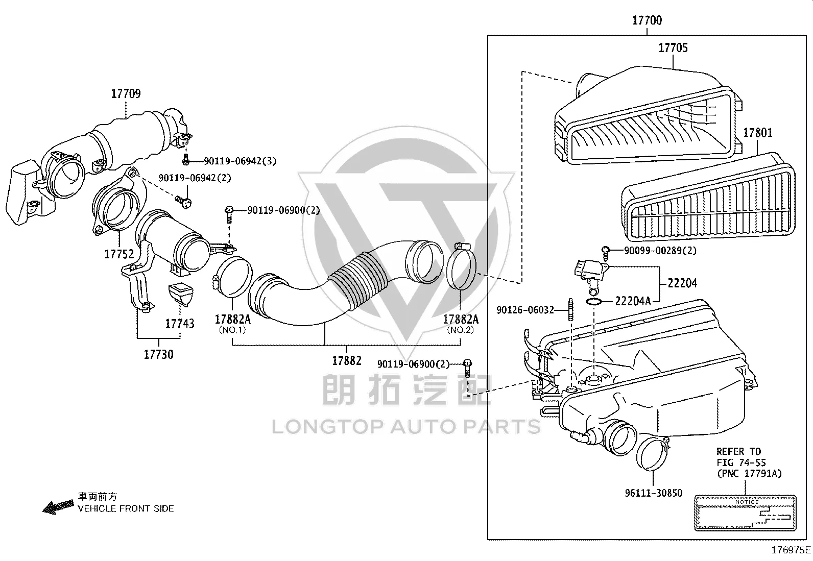 Air Filter Outlet Pipe 17882-31091 for Toyota Land Cruiser