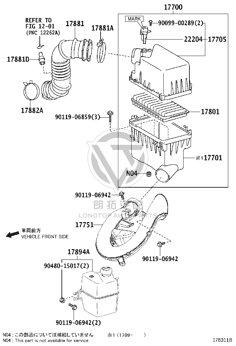 Air Filter Housing (Lower) 17701-37250 for Lexus NX