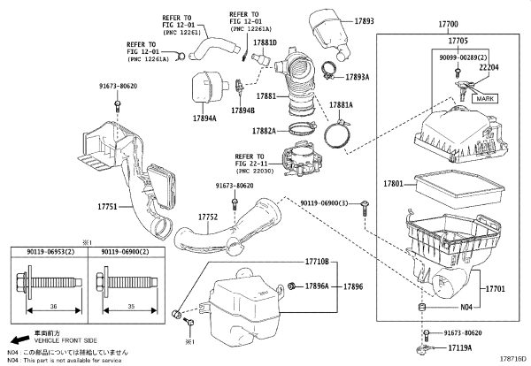 Air Cleaner Intake Pipe 17751-36130 for Toyota Alphard