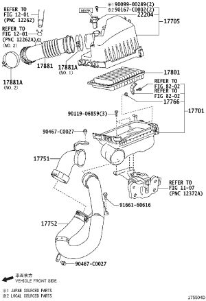Air Cleaner Intake Pipe 17752-0T010 for Toyota Corolla