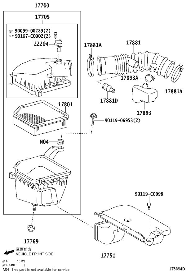 Air cleaner housing (upper) 17705-50170 for Toyota Crown