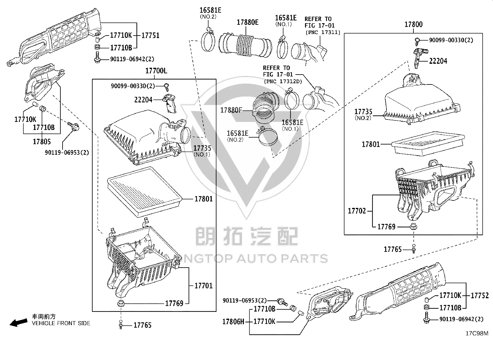 Air Filter Housing (Top) 17735-70030 for Toyota GX550