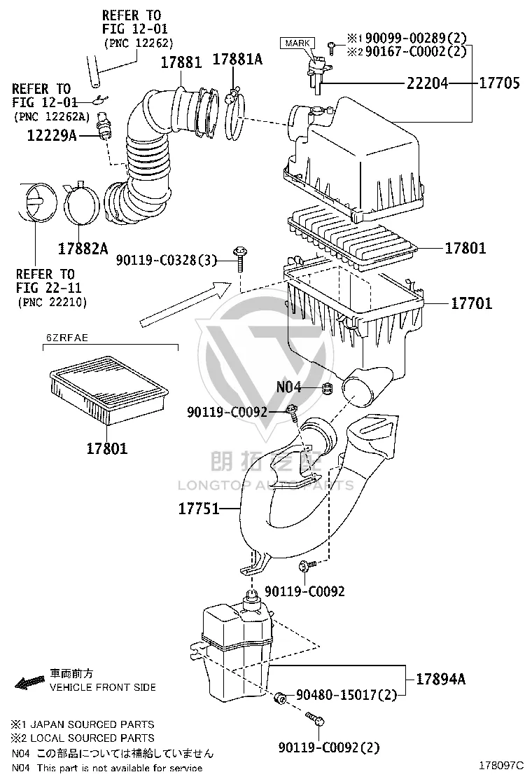 Air filter 17801-0V030 for Toyota RAV4