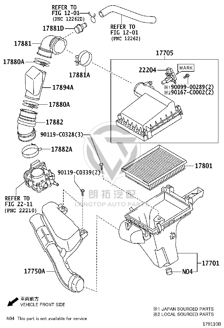 Engine Air Filter 17801-0T080 for Toyota Levin