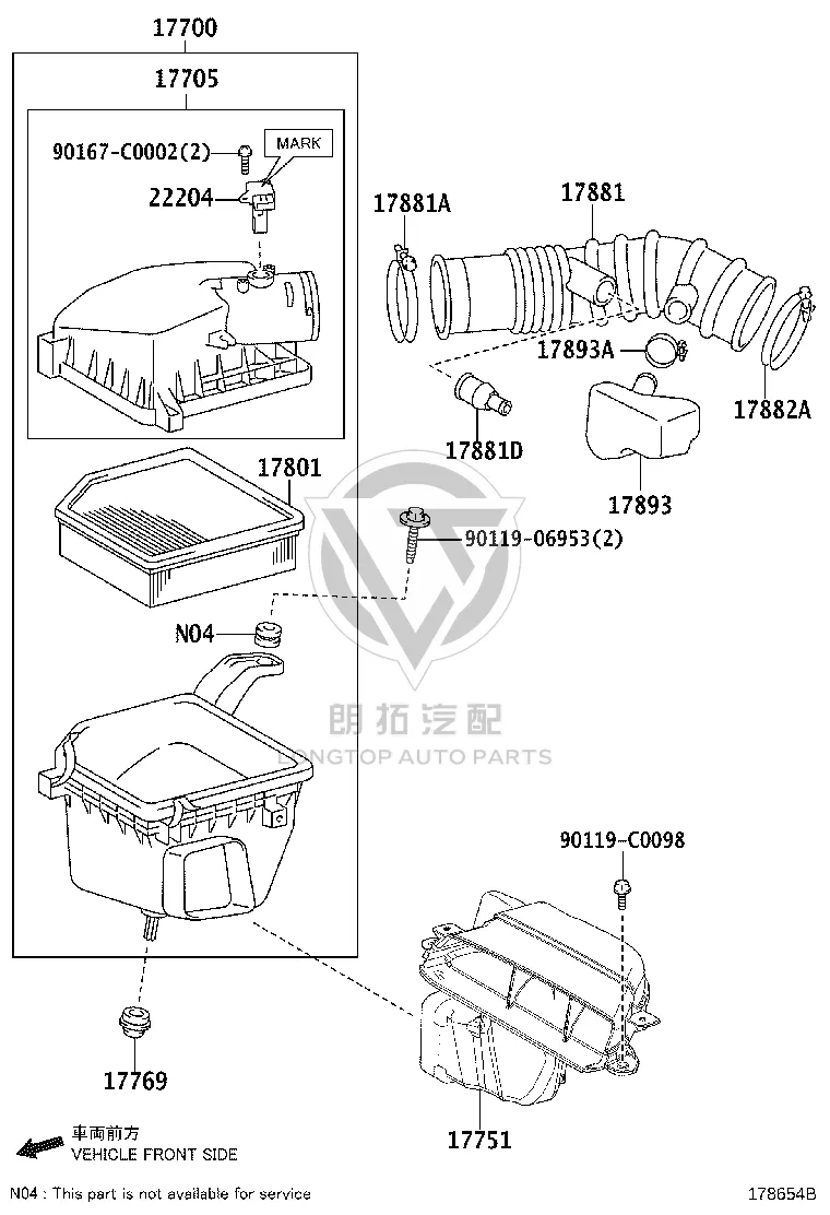 Air filter assembly 177000-V120 for Toyota Crown
