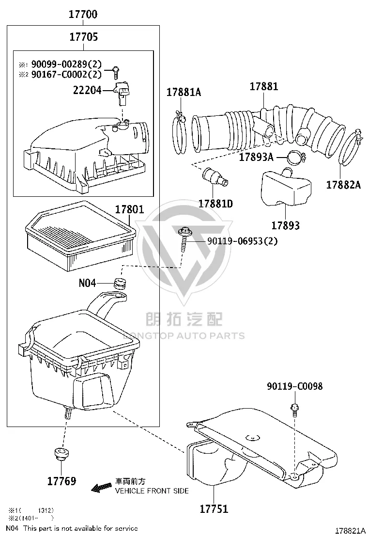 Air filter 17801-31100 for Toyota Crown