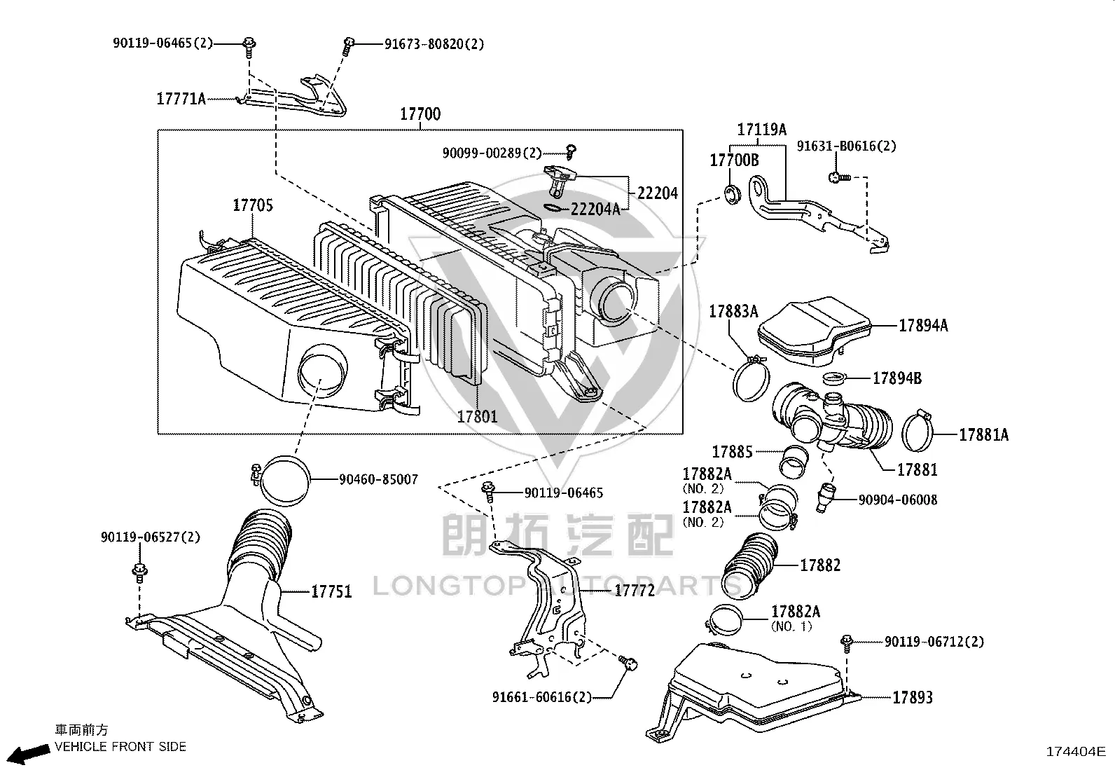 Air Filter Intake Pipe 17882-20140 for Toyota Harrier