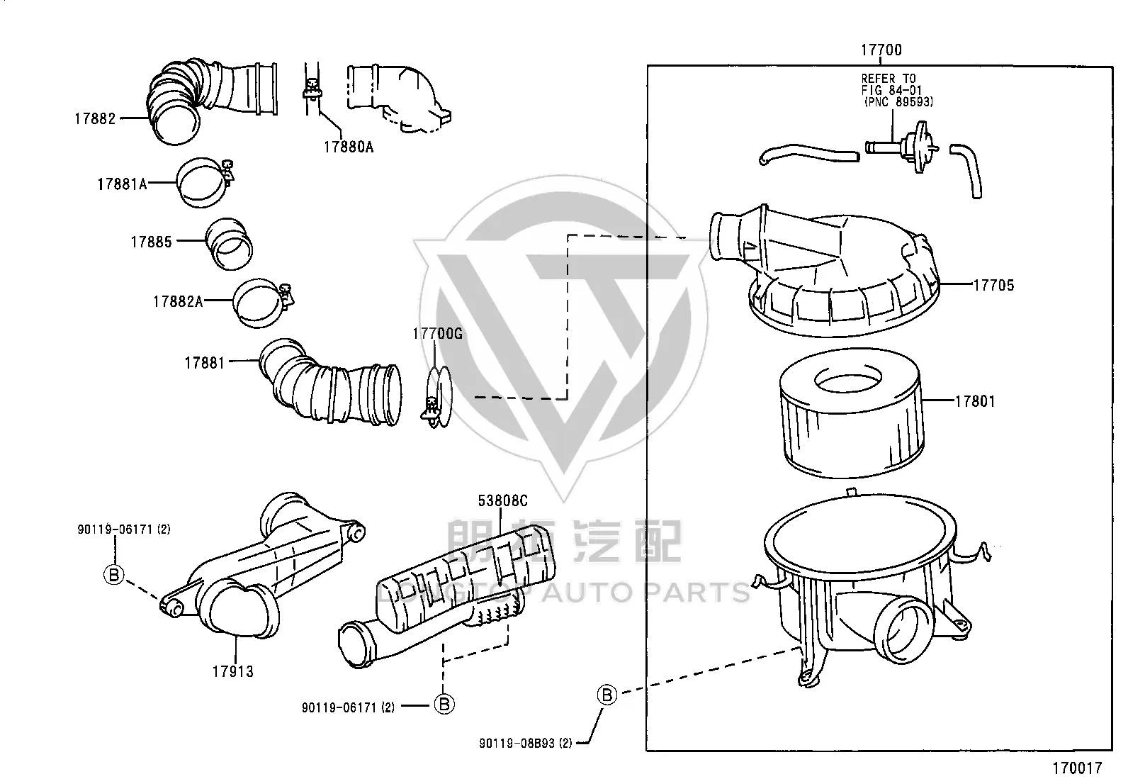 Air Cleaner Intake Pipe 17881-62160 for Toyota Land Cruiser