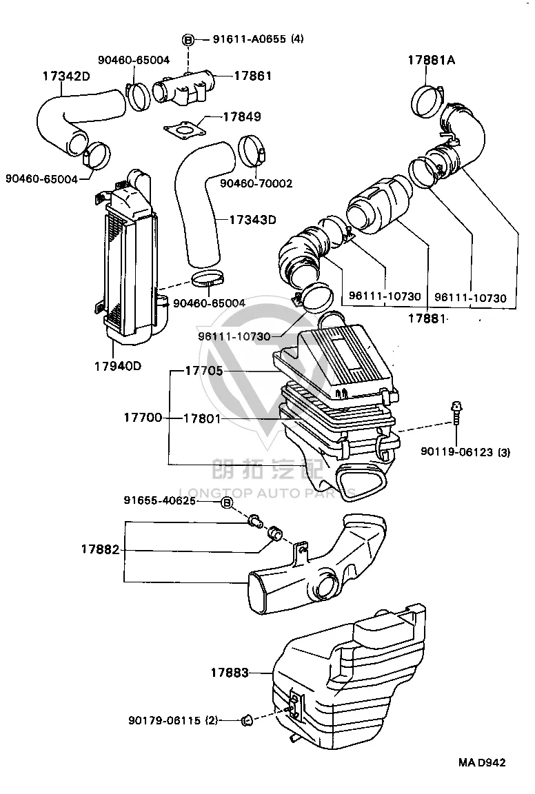 Air Cleaner Intake Pipe 17881-74371 for Toyota Camry