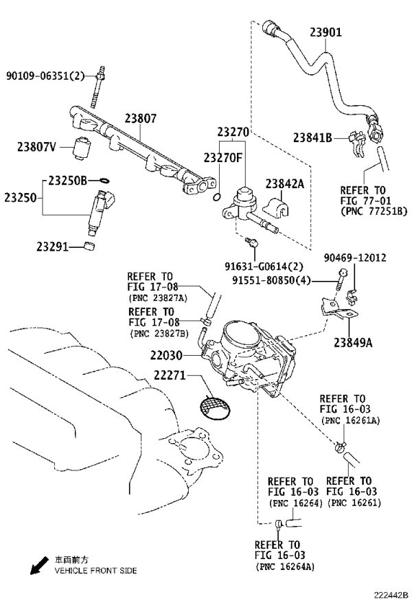 Fuel Distributor Inlet Pipe 23901-31060 for Toyota Camry