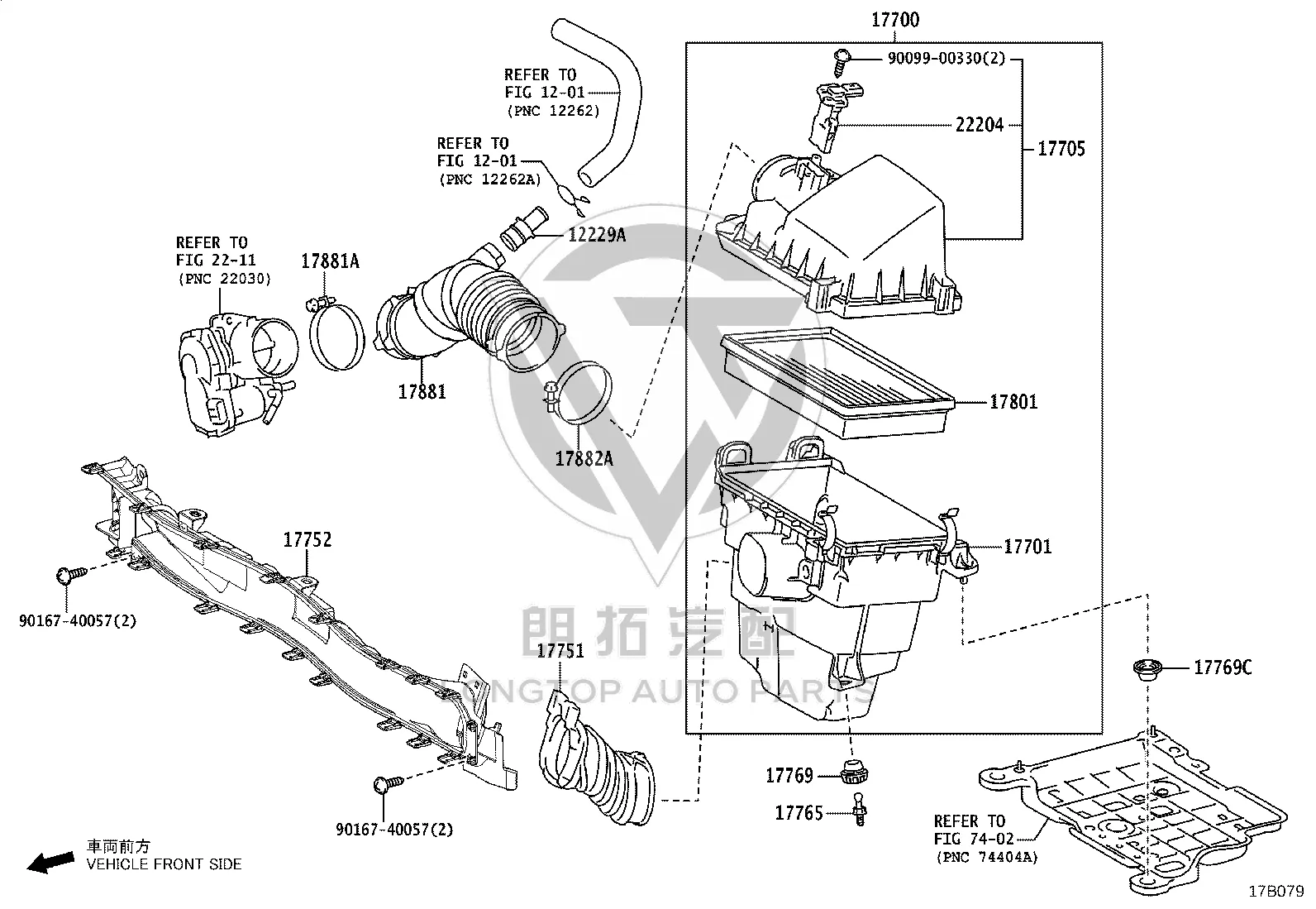 Mass Air Flow Sensor 22204-24010 for Toyota Auris