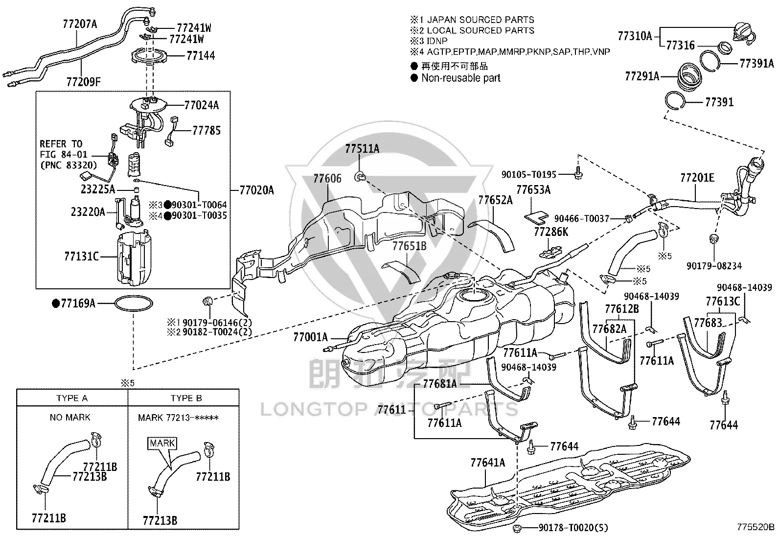 Fuel Pump Assembly 77020-0K421 for Toyota Fortuner