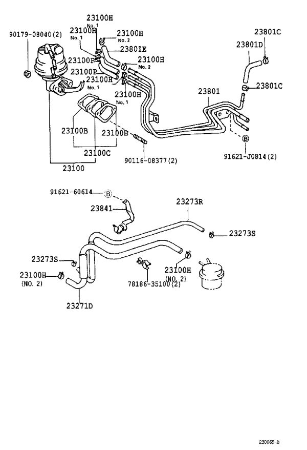 No.1 Fuel Hose 23271-75090 for Toyota Hilux