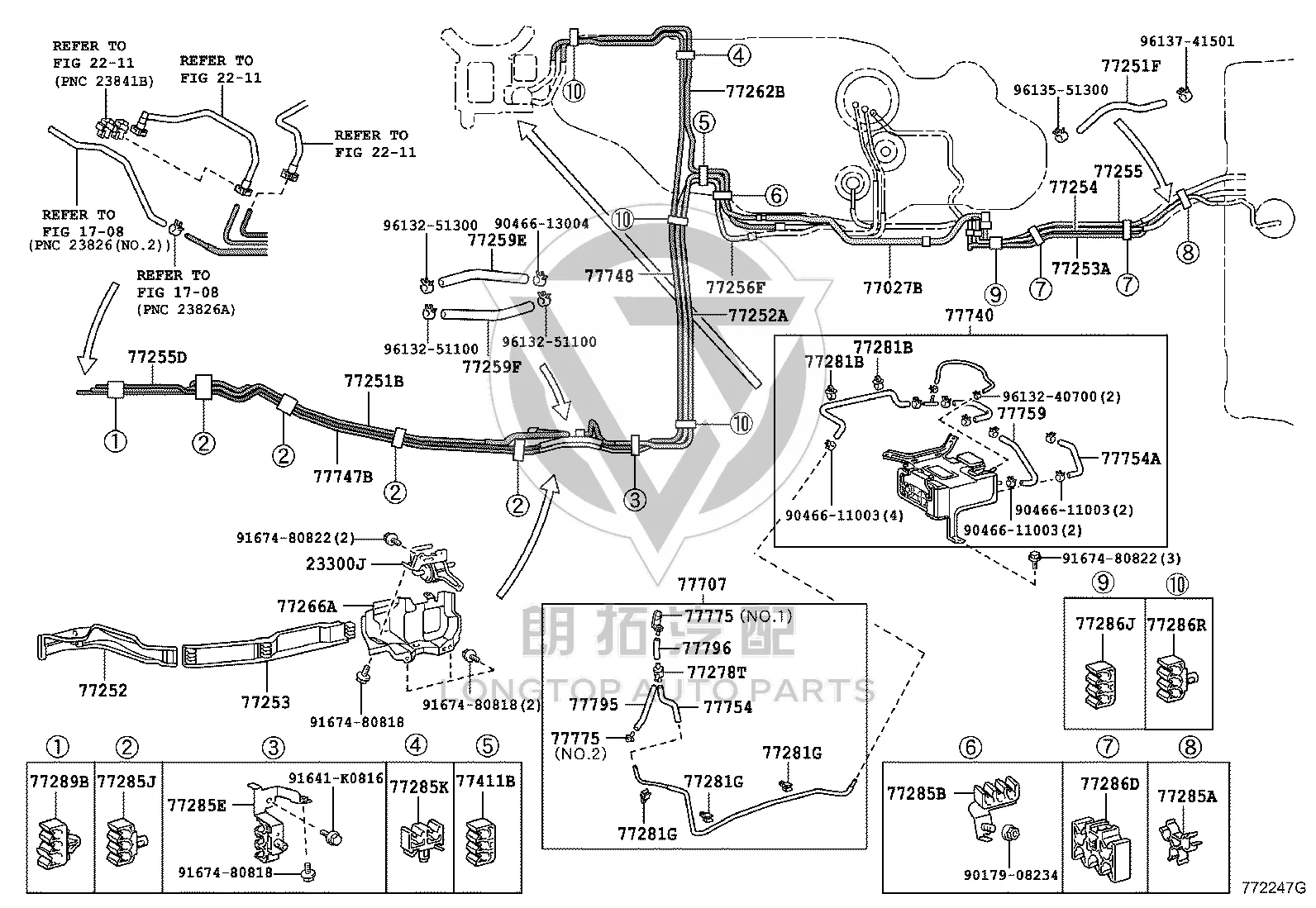 Fuel Evaporation Emission Hose Assembly 77027-60101 for Toyota Land Cruiser