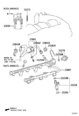 Fuel Distributor (Right) 23807-31030 for Toyota Crown