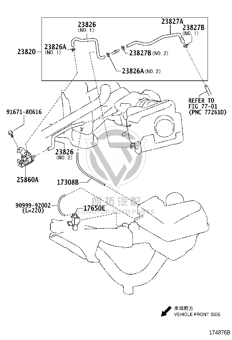 Vacuum Switch Valve Hose 23826-28290 for Toyota Camry