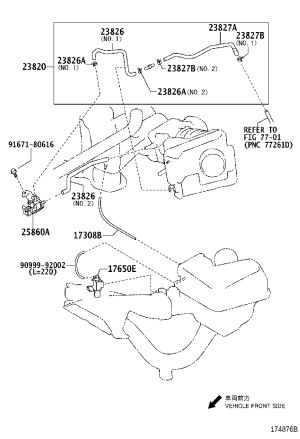 Carbon Canister Evaporation Emission Pipe 23827-31090 for Toyota Camry
