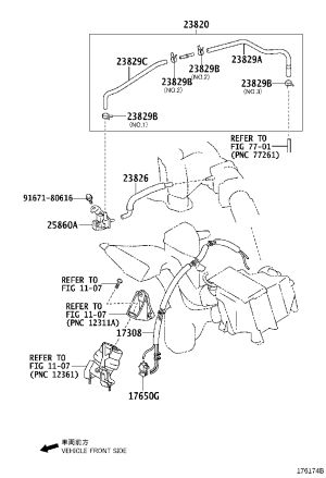 Carbon Tank Evaporative Emission Pipe 23829-31080 for Lexus RX270