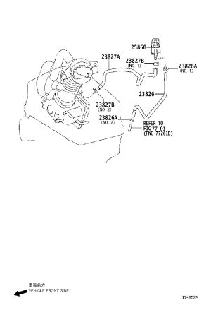 Carbon Canister Evaporative Emission Pipe 23826-0H220 for Toyota Camry