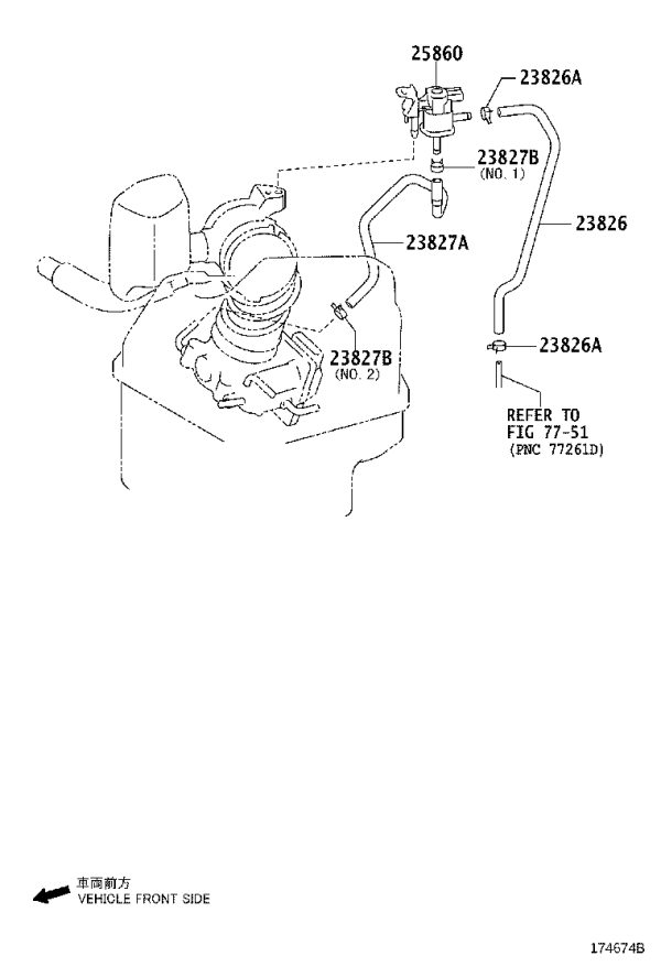 Vacuum Switching Valve Hose 23827-28280 for Toyota RAV4