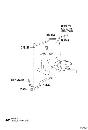 Carbon Canister Evaporation Emission Pipe 23826-31100 for Toyota Previa