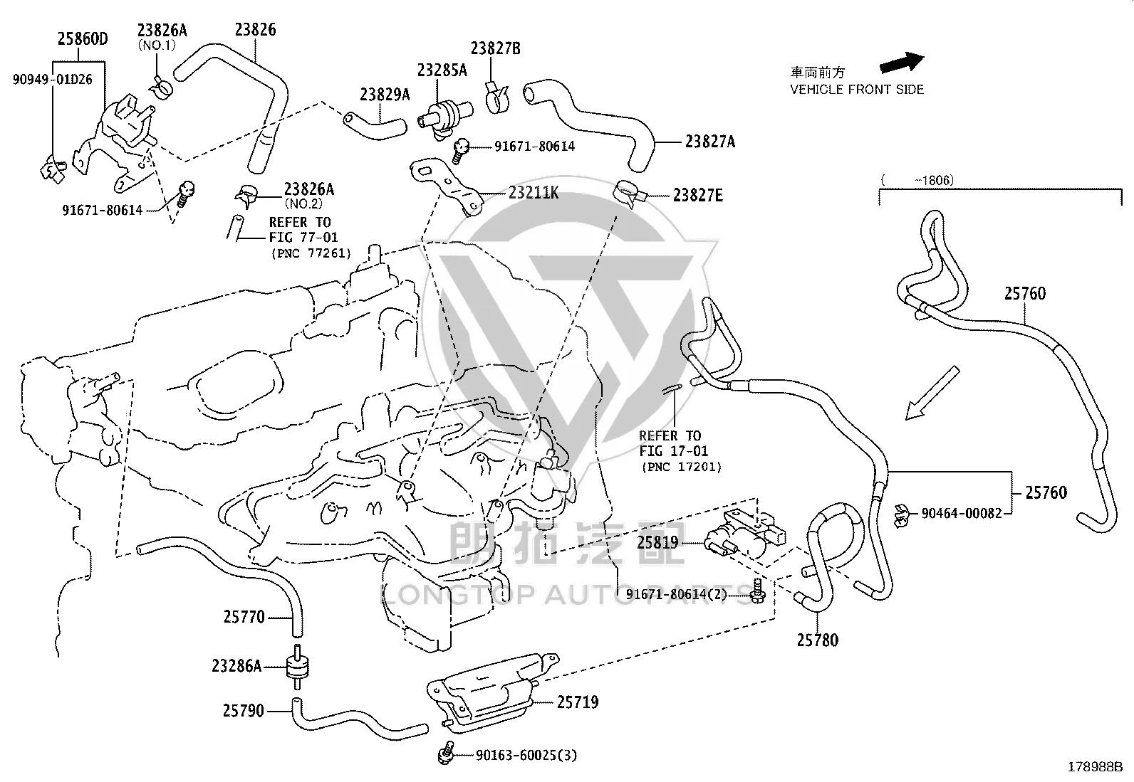 Vacuum Switch Valve 25860-36121 for Toyota Harrier